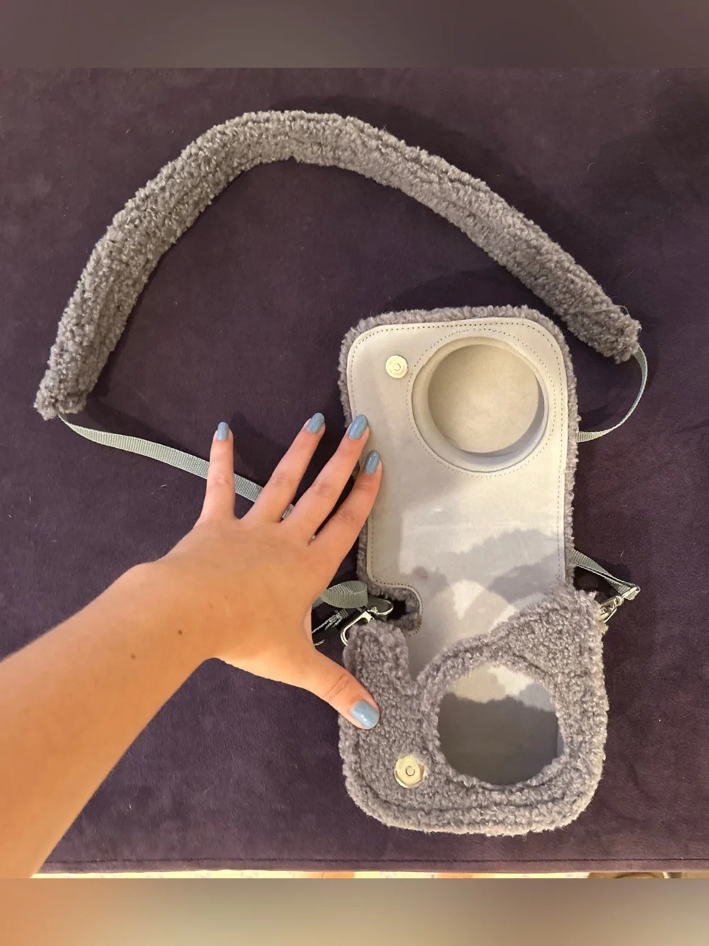 Polaroid Gray & Purple Sherpa Crossbody Camera Case